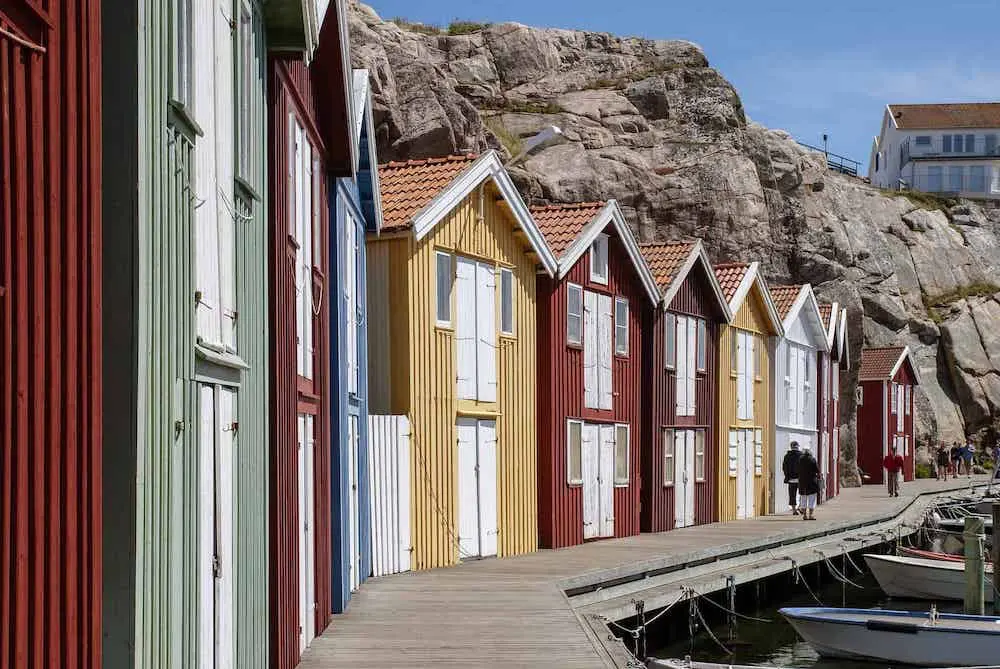 Authentic Swedish boat houses make Kungshamn one of the most typical fishing villages in Scandinavia