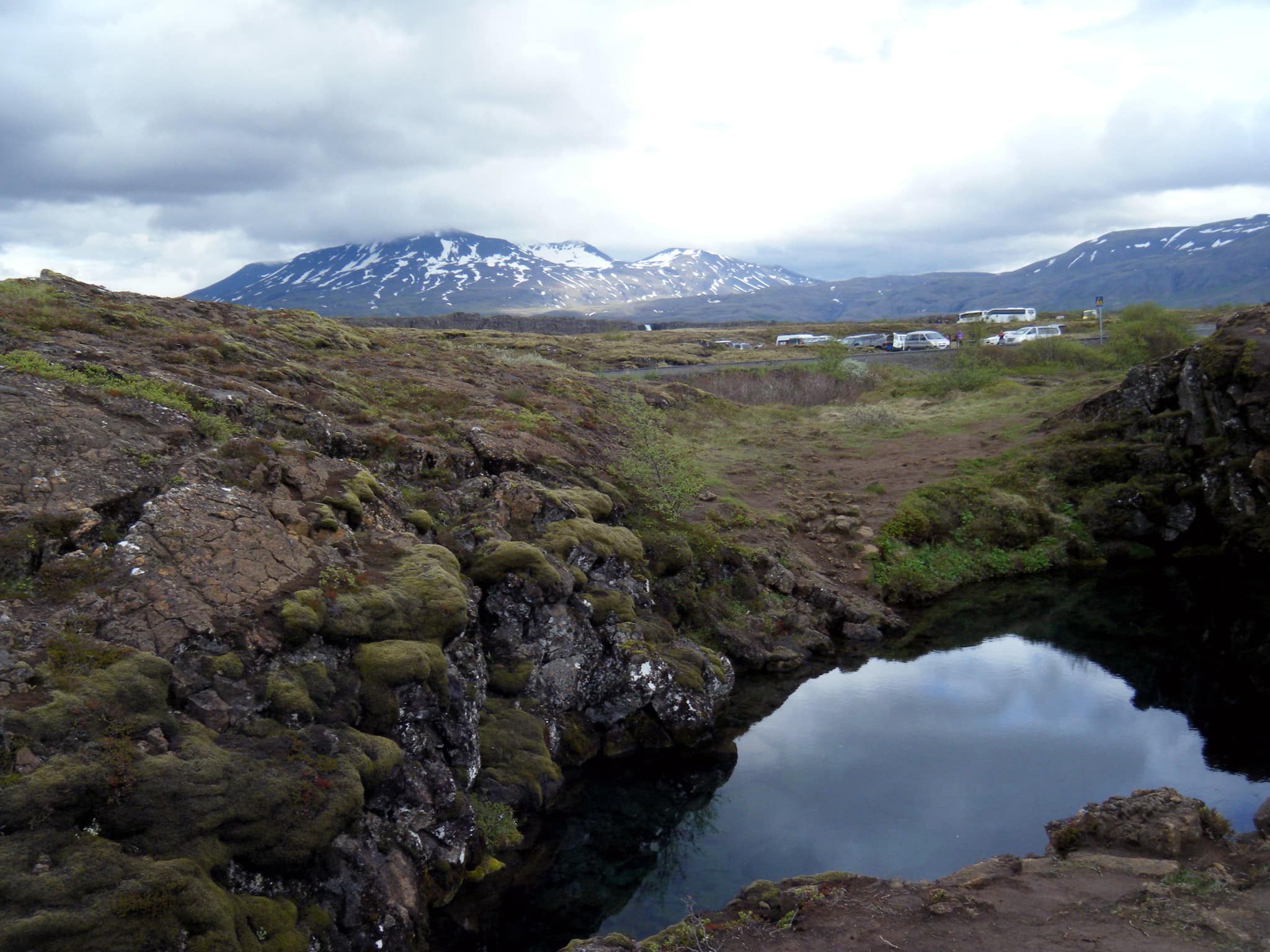 The gap was created by moving the American and European earth plates on which Iceland lies very slowly apart. So you are actually floating between two continents!